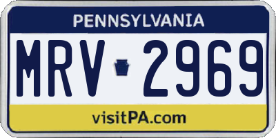 PA license plate MRV2969