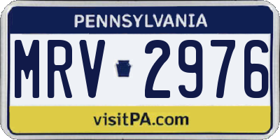 PA license plate MRV2976