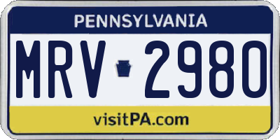 PA license plate MRV2980