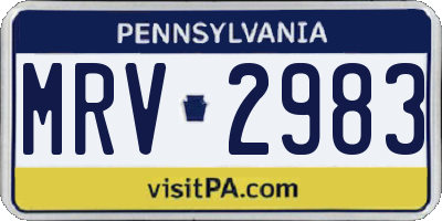 PA license plate MRV2983