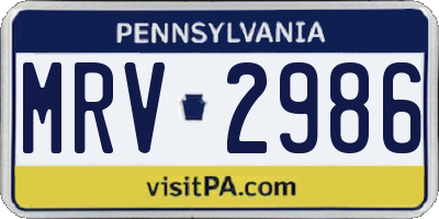 PA license plate MRV2986