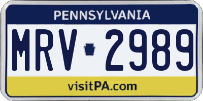 PA license plate MRV2989