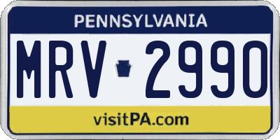 PA license plate MRV2990
