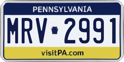 PA license plate MRV2991