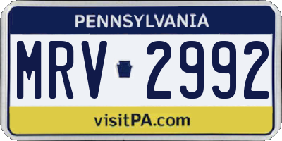 PA license plate MRV2992