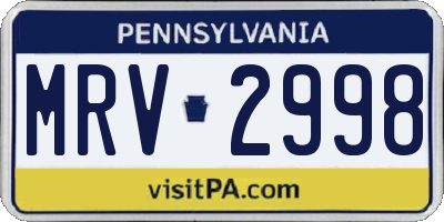 PA license plate MRV2998