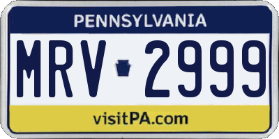 PA license plate MRV2999