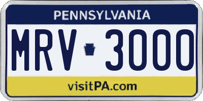 PA license plate MRV3000