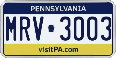 PA license plate MRV3003