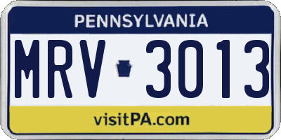 PA license plate MRV3013