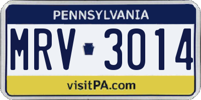 PA license plate MRV3014