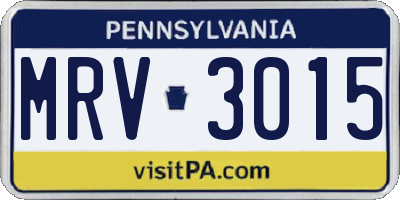 PA license plate MRV3015
