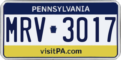 PA license plate MRV3017