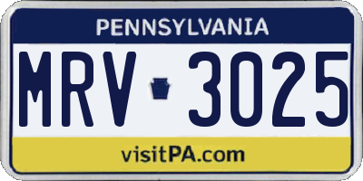 PA license plate MRV3025