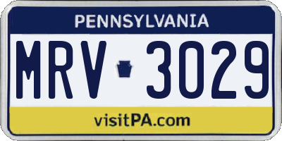 PA license plate MRV3029