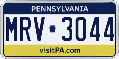 PA license plate MRV3044