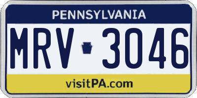 PA license plate MRV3046