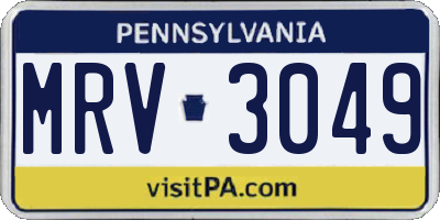 PA license plate MRV3049
