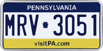PA license plate MRV3051