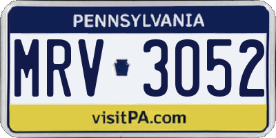 PA license plate MRV3052