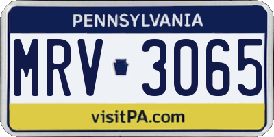 PA license plate MRV3065