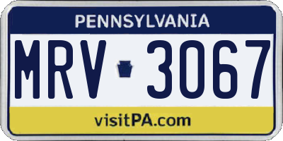PA license plate MRV3067