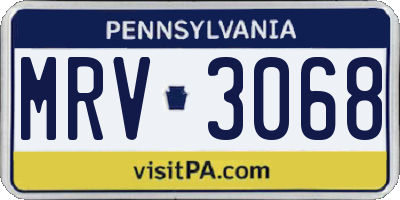 PA license plate MRV3068