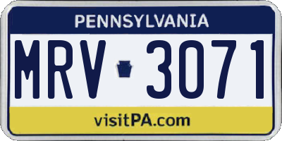 PA license plate MRV3071