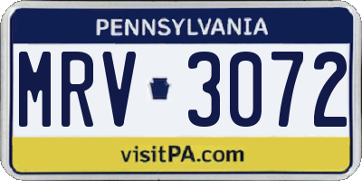 PA license plate MRV3072