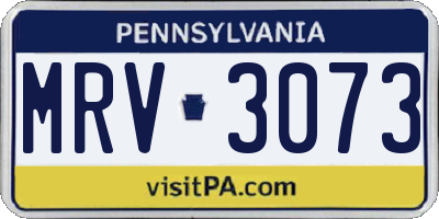 PA license plate MRV3073
