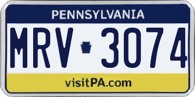 PA license plate MRV3074