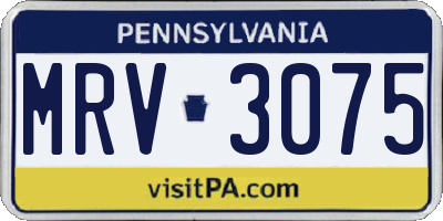 PA license plate MRV3075