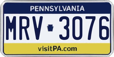 PA license plate MRV3076