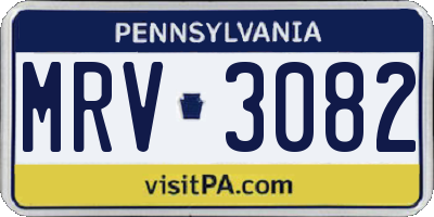PA license plate MRV3082