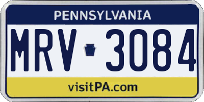 PA license plate MRV3084