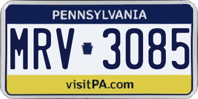 PA license plate MRV3085