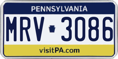 PA license plate MRV3086