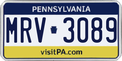 PA license plate MRV3089
