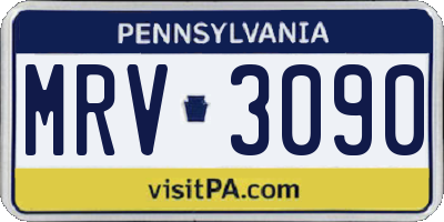 PA license plate MRV3090