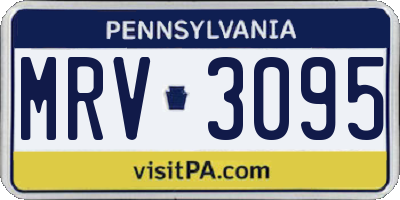 PA license plate MRV3095