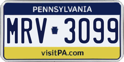 PA license plate MRV3099