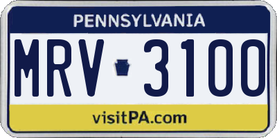 PA license plate MRV3100