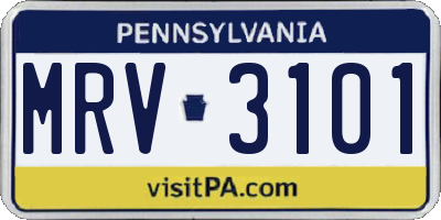 PA license plate MRV3101