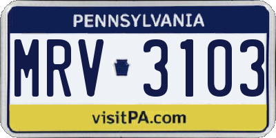 PA license plate MRV3103