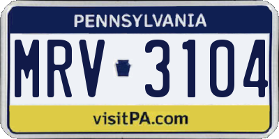 PA license plate MRV3104