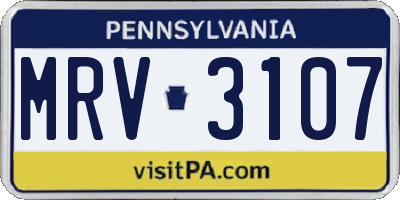 PA license plate MRV3107