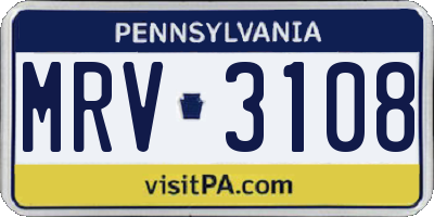 PA license plate MRV3108
