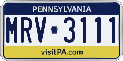PA license plate MRV3111