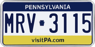 PA license plate MRV3115
