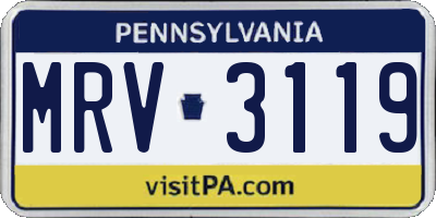 PA license plate MRV3119